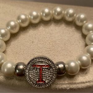 Texas Tech  Pearl Bracelet with Silver and Red Accents